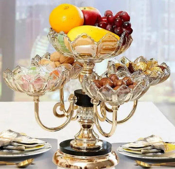 Elegant Golden Decorative Tray - Unique Design (1 Pc)