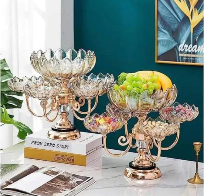 Elegant Golden Decorative Tray - Unique Design (1 Pc)